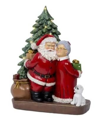 FAMIGLIA NATALE POLIRESINA C/LED 11x19,5xH.24,5CM A BATTERIE