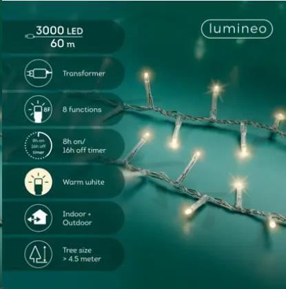 CATENA PVC 3000 LED WARM WHITE COMPACT F.TRASP. 60MT. 8FUNZ.