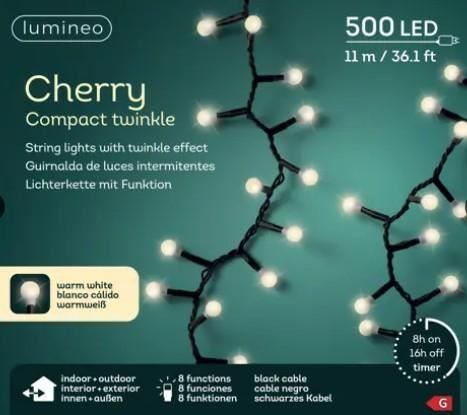 CATENA PVC 500LED C/CAPS L.CALDA 11MT FILO NERO