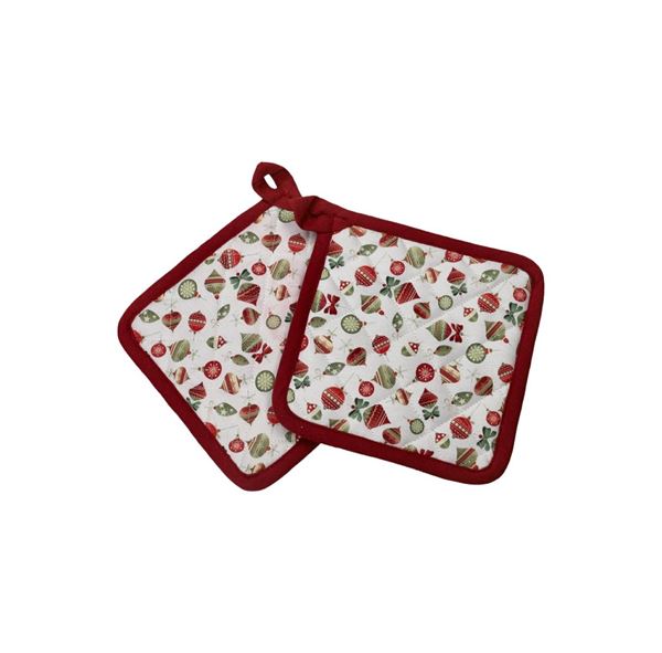 SET 2 PRESINE VILLAGGIO MICRO BIANCO C/PIPING ROSSO 18X18