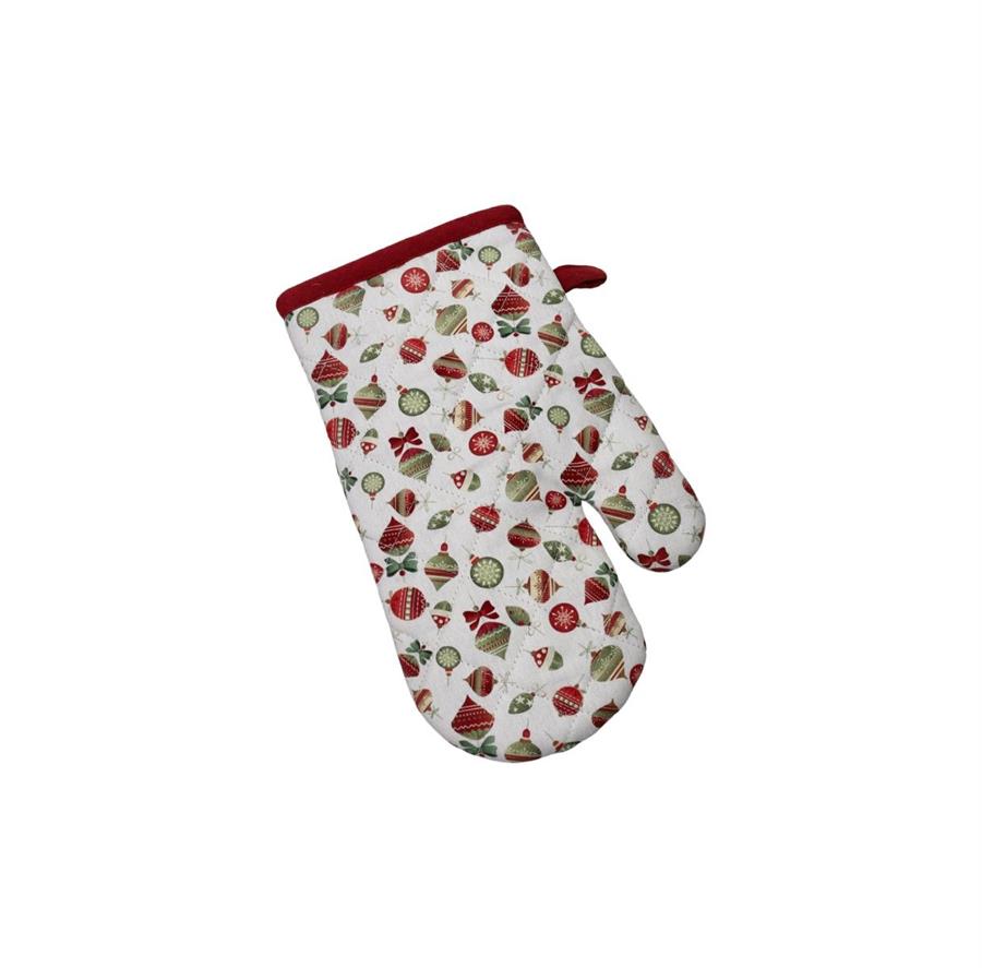 GUANTO VILLAGGIO MICRO BIANCO C/PIPING ROSSO 17X27
