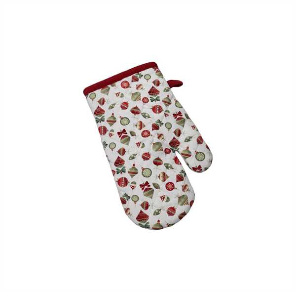 GUANTO VILLAGGIO MICRO BIANCO C/PIPING ROSSO 17X27