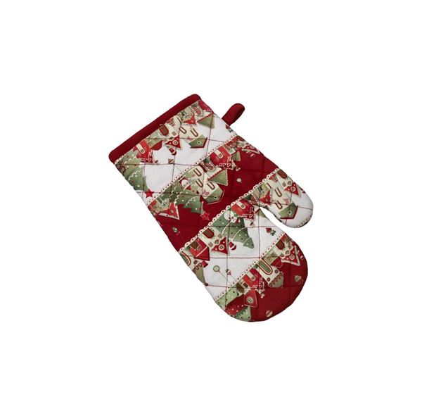 GUANTO VILLAGGIO RIGHE CASINE C/PIPING ROSSO 17X27
