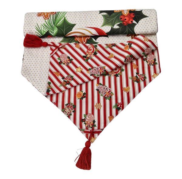 STRISCIA A PUNTA LE CHICCHE ALLOVER RIGHE C/NAPPE ROSSE 45X1