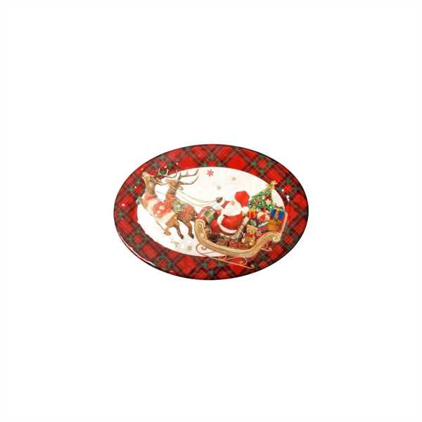VASSOIO OVALE CHRISTMAS MELAMINA cm 50 x 35,5 cm