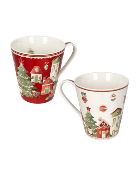 SET 2 MUG VILLAGGIO IN FESTA NEW PORCELLANA cm d 8,5x10h