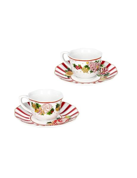 SET 2 TAZZINA CAFFE' LE CHICCHE PORCELLANA cm D14X6H