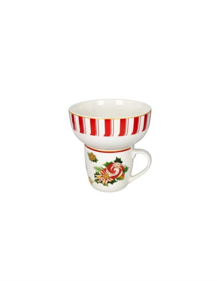 SET 2 MUG C/CIOTOLA LE CHICCHE NEW PORCELLANA cm D 13,5X15H