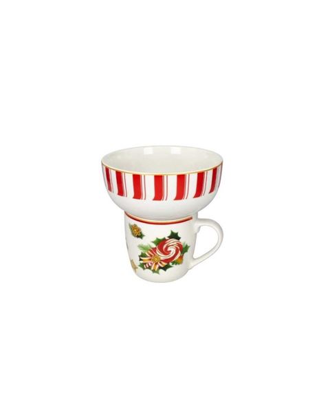 SET 2 MUG C/CIOTOLA LE CHICCHE NEW PORCELLANA cm D 13,5X15H