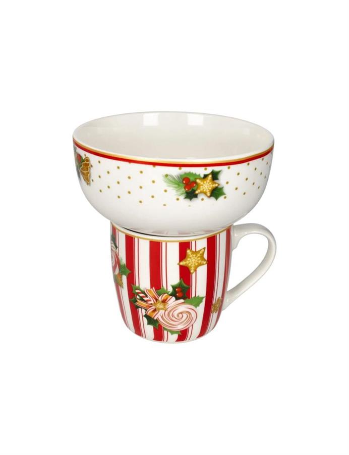 SET 2 MUG C/CIOTOLA LE CHICCHE NEW PORCELLANA cm D 13,5X15H