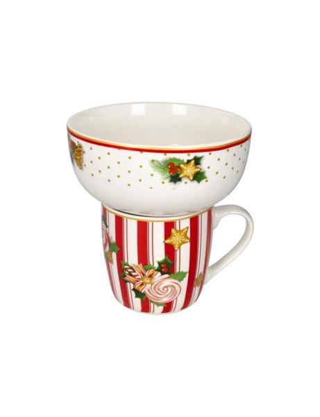SET 2 MUG C/CIOTOLA LE CHICCHE NEW PORCELLANA cm D 13,5X15H