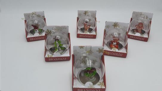 DECORO PALLINA SOGGETTI ASSORTITI VETRO cm D 6