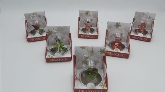 DECORO PALLINA SOGGETTI ASSORTITI VETRO cm D 6