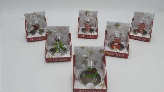 DECORO PALLINA SOGGETTI ASSORTITI VETRO cm D 6