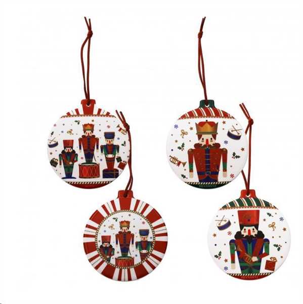 SET 4 DECORI LO SCHIACCIANOCI PALLINA CERAMICA/SUGHER cm D10