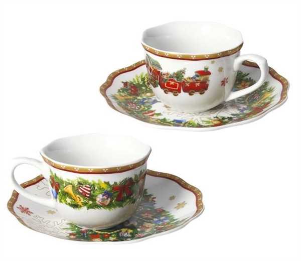 TAZZINA CAFFE CHRISTMAS SET 2 PZ PORCELLANA cm D14X6H