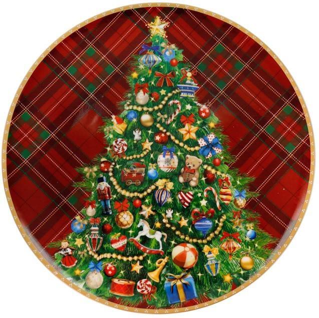 PIATTO PORTATA CHRISTMAS TARTAN PORCELLANA cm D 30