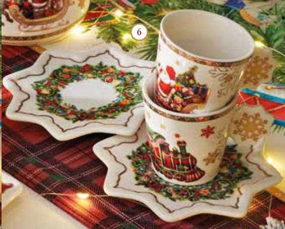 SET 2 TAZZINE CAFFE CHRISTMAS NEW PORCELLANA cm 12,5x12,5X6