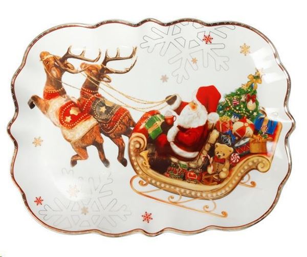 VASSOIO CHRISTMAS SLITTA PORCELLANA cm 33,5X25