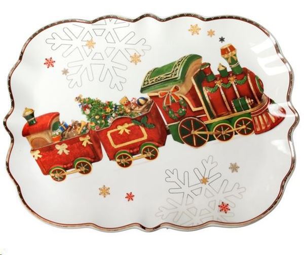 VASSOIO CHRISTMAS TRENINO PORCELLANA cm 33,5X25