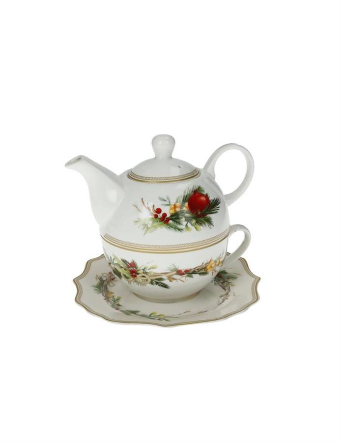 TEIERA C/TAZZA E PIATTINO CAROL BIANCO NEW PORCELLANA cm D16