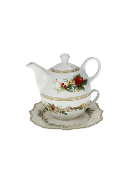TEIERA C/TAZZA E PIATTINO CAROL BIANCO NEW PORCELLANA cm D16