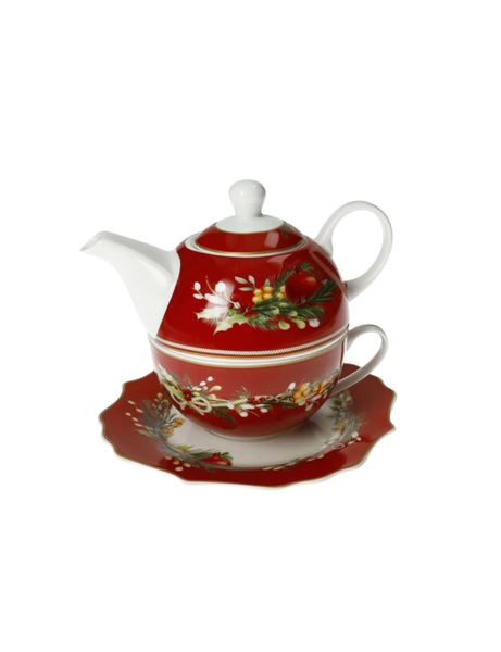 TEIERA C/TAZZA E PIATTINO CAROL ROSSO NEW PORCELLANA cm D16X
