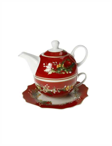 TEIERA C/TAZZA E PIATTINO CAROL ROSSO NEW PORCELLANA cm D16X
