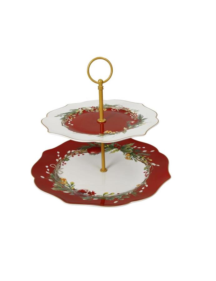 ALZATA CAROL NEW PORCELLANA C/ASTA ORO METAL cm D26X23H