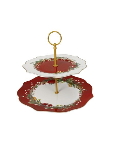 ALZATA CAROL NEW PORCELLANA C/ASTA ORO METAL cm D26X23H