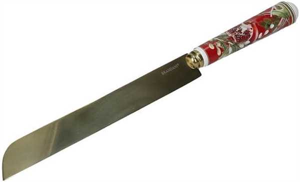 COLTELLO TORTA CAROL GOLD INOX C/MANICO CERAMICA  cm 34