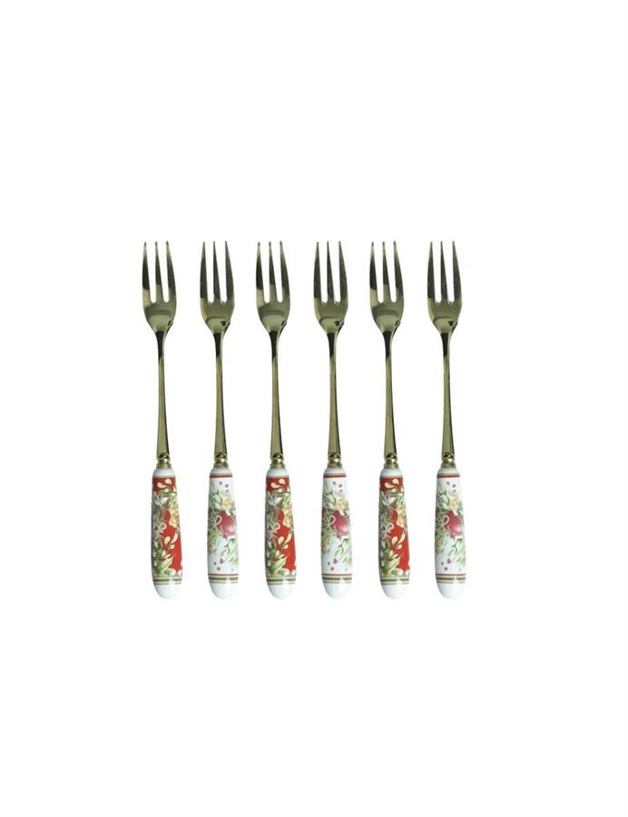 SET 6 FORCHETTINA CAROL INOX C/MANICO CERAMICA cm 15,5