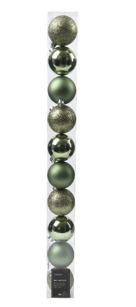 CONFEZIONE 10 PALLINE POLISTIRENE MIX D.6CM ROSEMARY GREEN