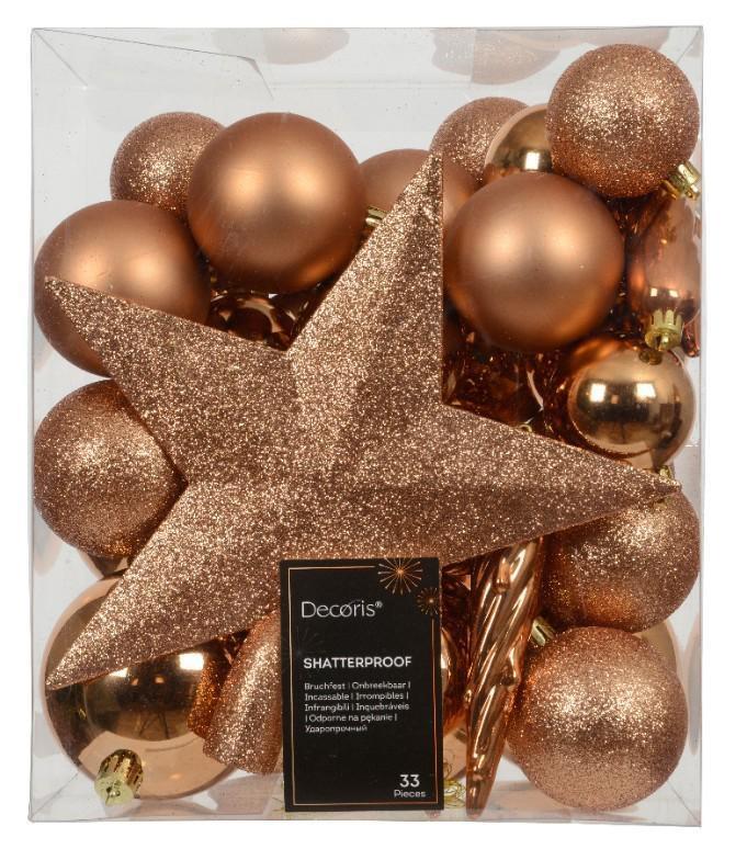 CONFEZIONE 33 PALLINE POLISTIRENE MIX D.8CM BRANDY