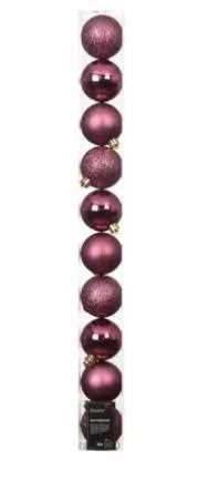 CONFEZIONE 10 PALLINE POLISTIRENE MIX D.6CM DARK ROSE
