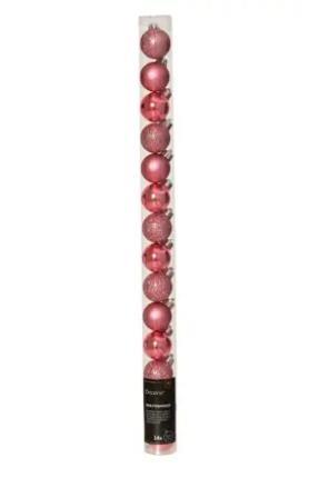 CONFEZIONE 14 PALLINE POLISTIRENE MIX D.3CM DARK ROSE