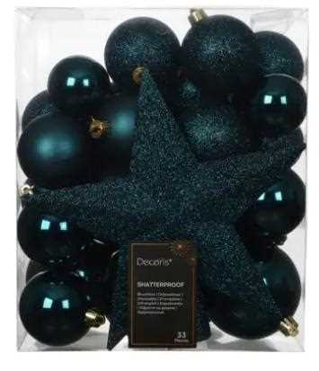 CONFEZIONE 33 PALLINE POLISTIRENE MIX  D.8CM EMERALD