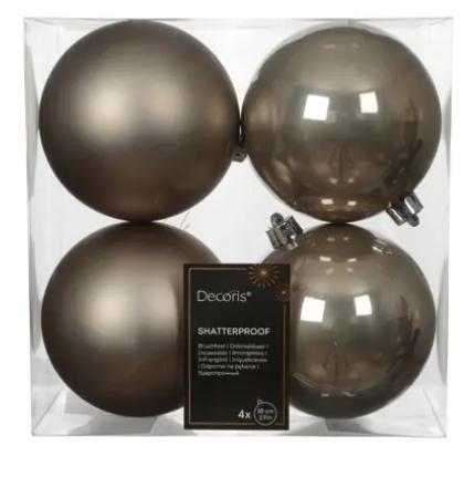 CONFEZIONE 4 PALLINE POLISTIRENE MIX D.10CM SMOKEY PEARL
