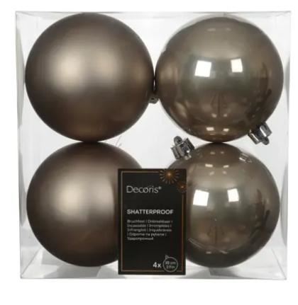 CONFEZIONE 4 PALLINE POLISTIRENE MIX D.10CM SMOKEY PEARL
