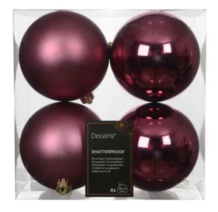 CONFEZIONE 4 PALLINE POLISTIRENE MIX D.10CM DARK ROSE