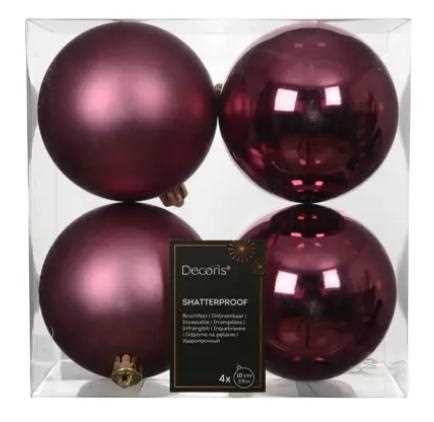 CONFEZIONE 4 PALLINE POLISTIRENE MIX D.10CM DARK ROSE