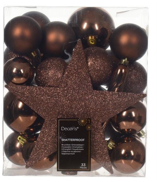 CONFEZIONE 33 PALLINE POLISTIRENE MIX  D.8CM ESPRESSO