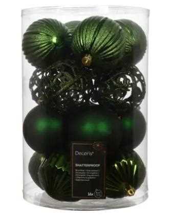 CONFEZIONE 16 PALLINE POLISTIRENE MIX PINE GREEN D.8CM