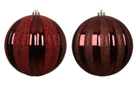 SFERA POLISTIRENE SHINY GLITTER 2ASS OXBLOOD D.20CM