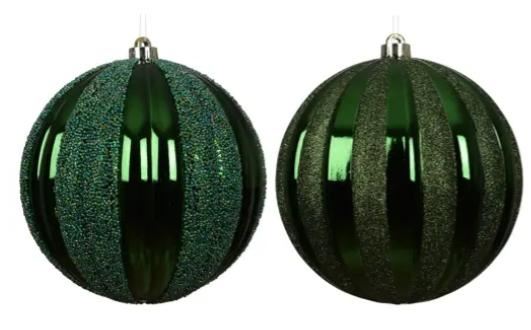SFERA POLISTIRENE SHINY GLITTER 2ASS  PINE GREEN D.20CM