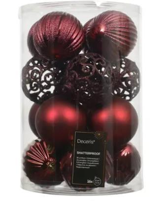 CONFEZIONE 16 PALLINE POLISTIRENE OXBLOOD D.8CM