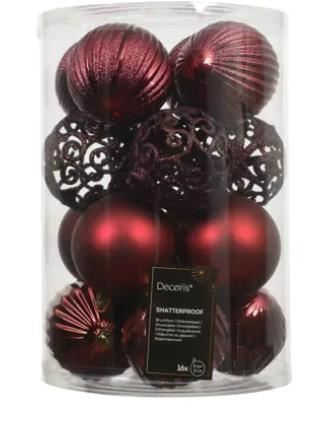 CONFEZIONE 16 PALLINE POLISTIRENE OXBLOOD D.8CM