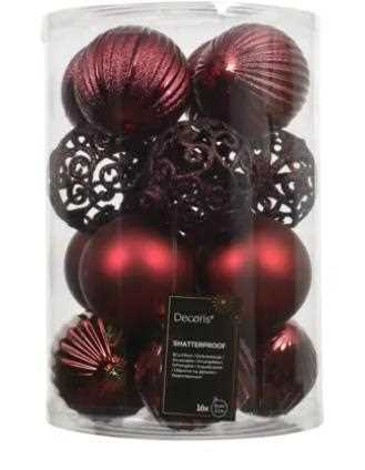 CONFEZIONE 16 PALLINE POLISTIRENE OXBLOOD D.8CM