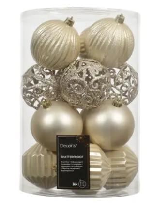 CONFEZIONE 16 PALLINE POLISTIRENE PERLA D.8CM