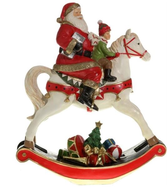 CAVALLO A DONDOLO POLIRESINA C/BAMBINO 29X11X34CM